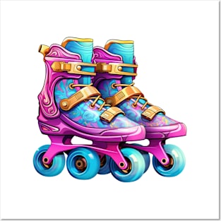 90s Retro Roller Skates Posters and Art